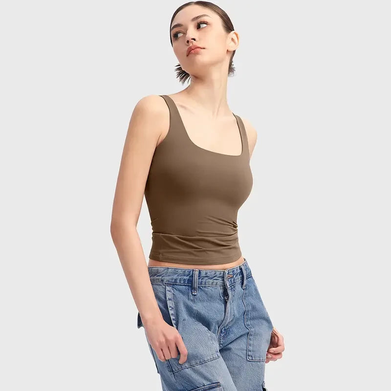 Pumiey Square Neck Tank Top