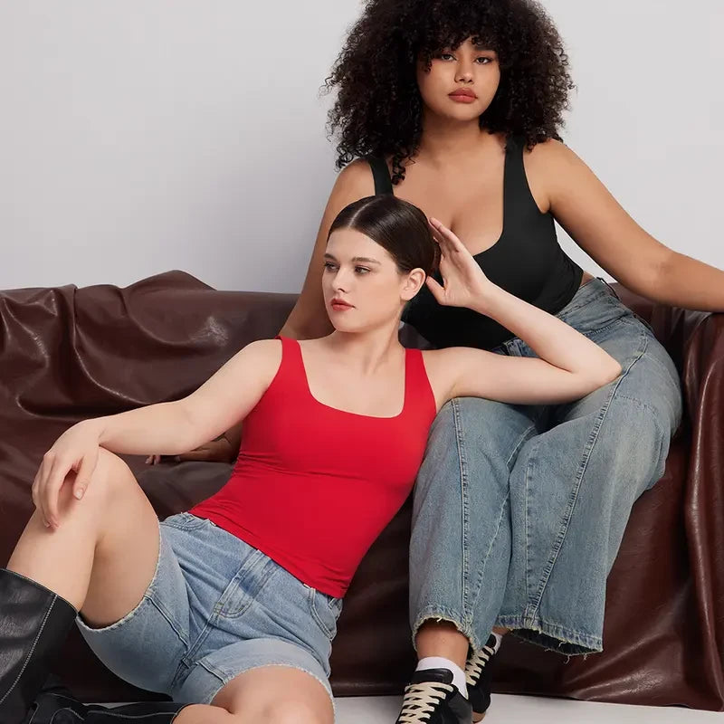 Pumiey Square Neck Tank Top
