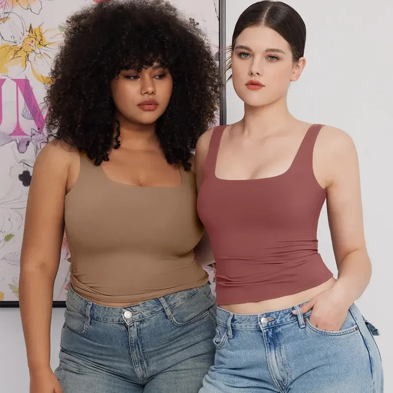 Pumiey Square Neck Tank Top