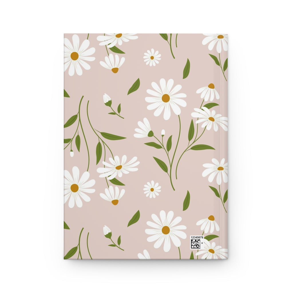 Floral Hardcover Journal — Matte Daisy & Wildflower Notebook, Personalized Name Label